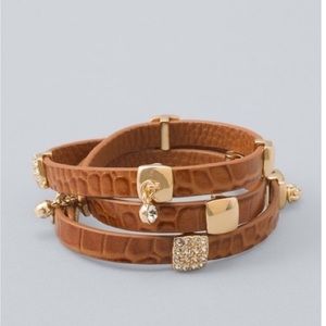 WHBM LEATHER CROCODILE EMBOSSED BRACELET